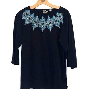 Bob Macke Peacock Collared Long Sleeve Top